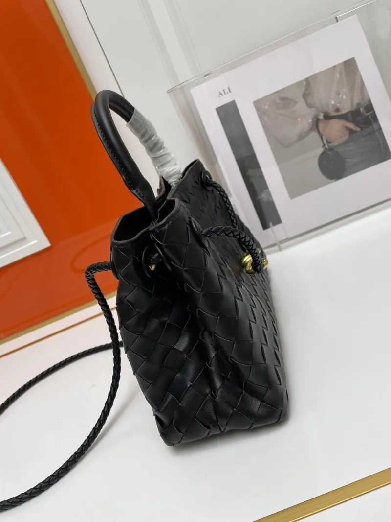 BV Small Black Woven Top Handle Handbag S05022 - Image 4