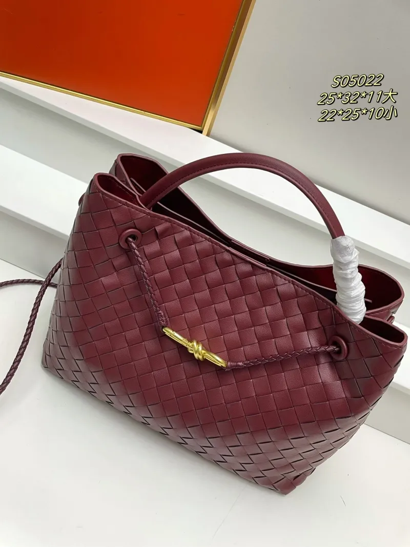 BV Burgundy Woven Top Handle Bag S05022 - Image 3