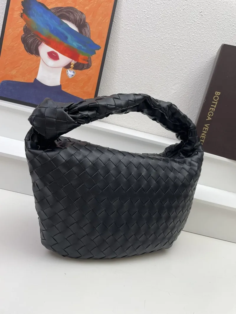 Black Woven Top Handle Bag S03055 36cm - Image 3