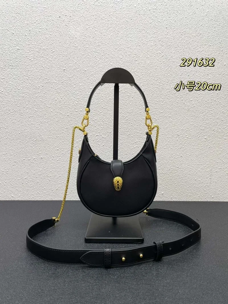 BVLGARI Small Black Crescent Shoulder Bag 291632