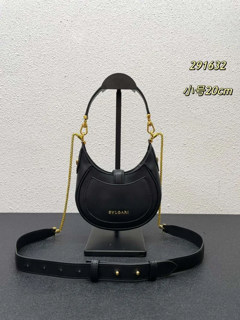 Alternative view of BVLGARI Small Black Crescent Shoulder Bag 291632