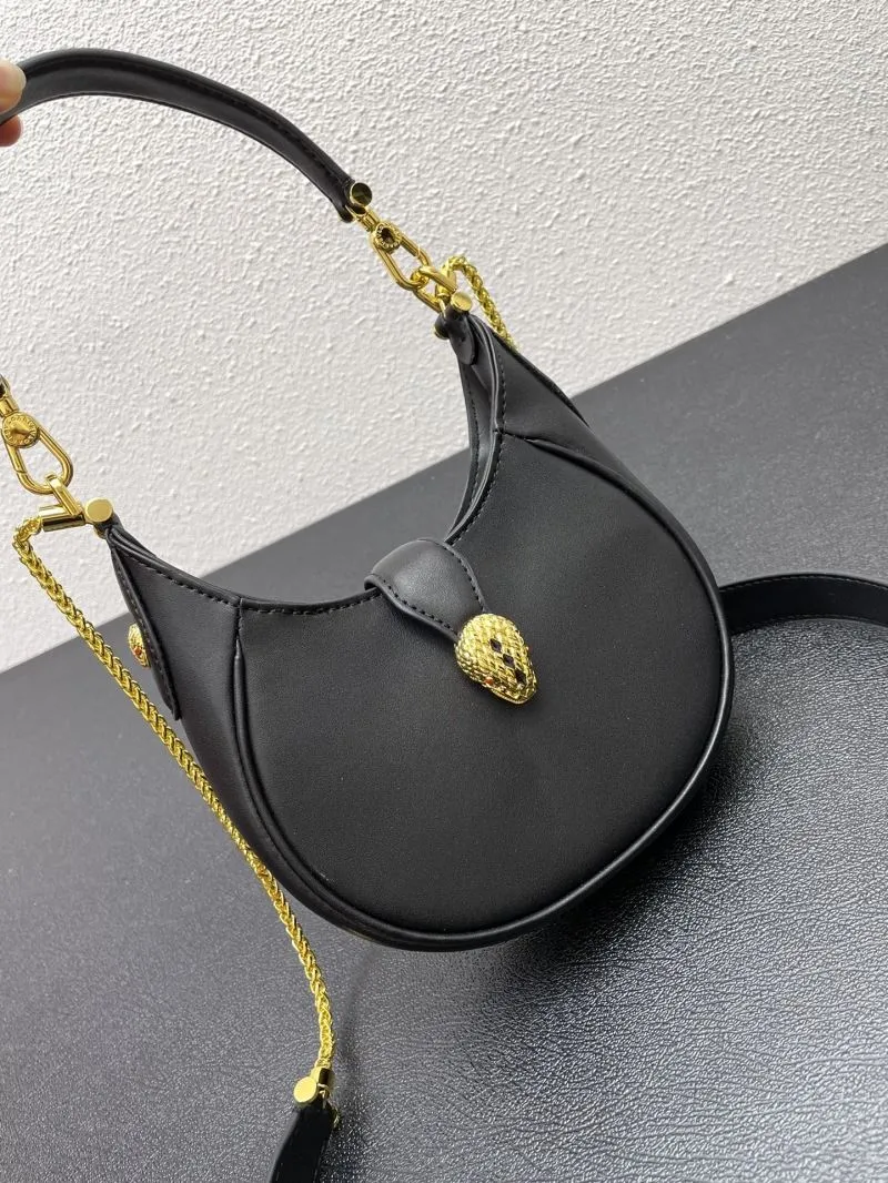 BVLGARI Small Black Crescent Shoulder Bag 291632 - Image 3