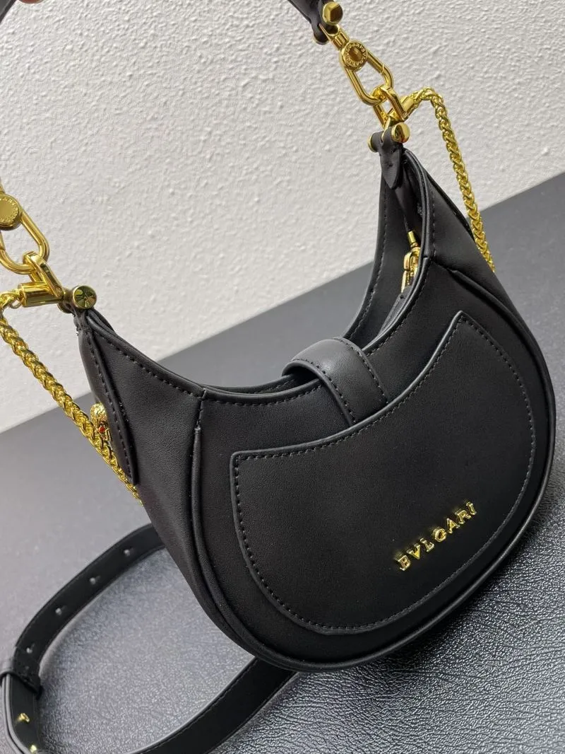 BVLGARI Small Black Crescent Shoulder Bag 291632 - Image 7