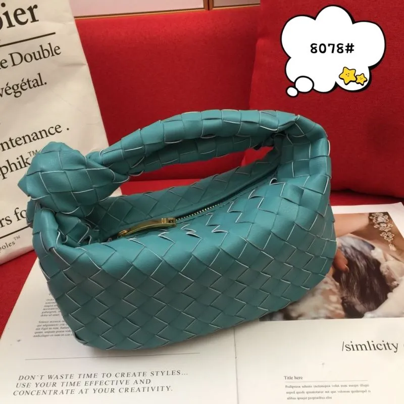 Teal Woven BV Handle Handbag 8078