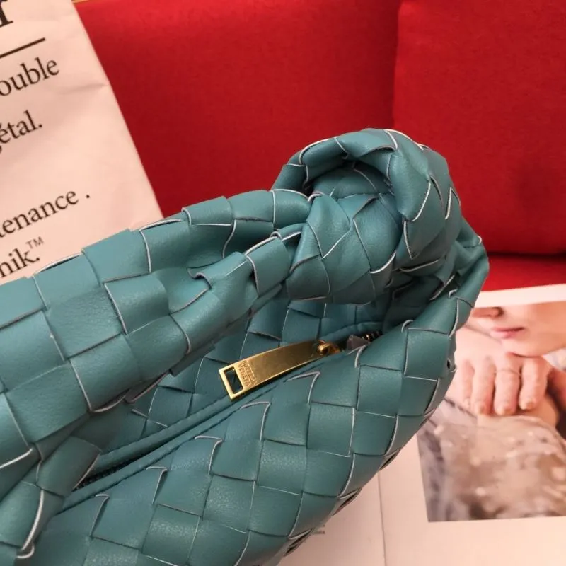 Teal Woven BV Handle Handbag 8078 - Image 4
