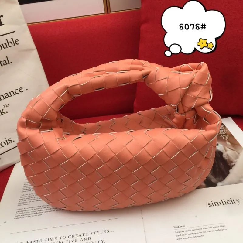 BV Coral Pink Woven Handbag 8078