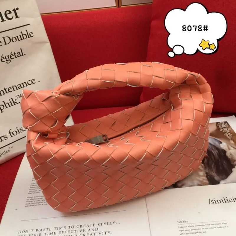 BV Coral Pink Woven Handbag 8078 - Image 5