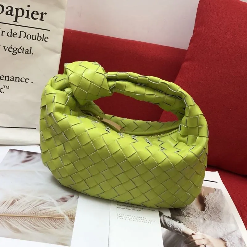 BV 40 Lime Green Woven Knot Handle Handbag