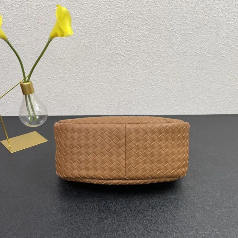 BV Brown Woven Top Handle Handbag 8830 28cm - Image 7