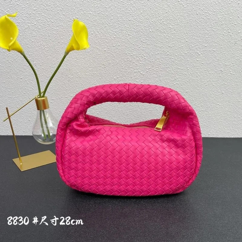 BV Woven Top Handle Bag 8830 Pink 28cm