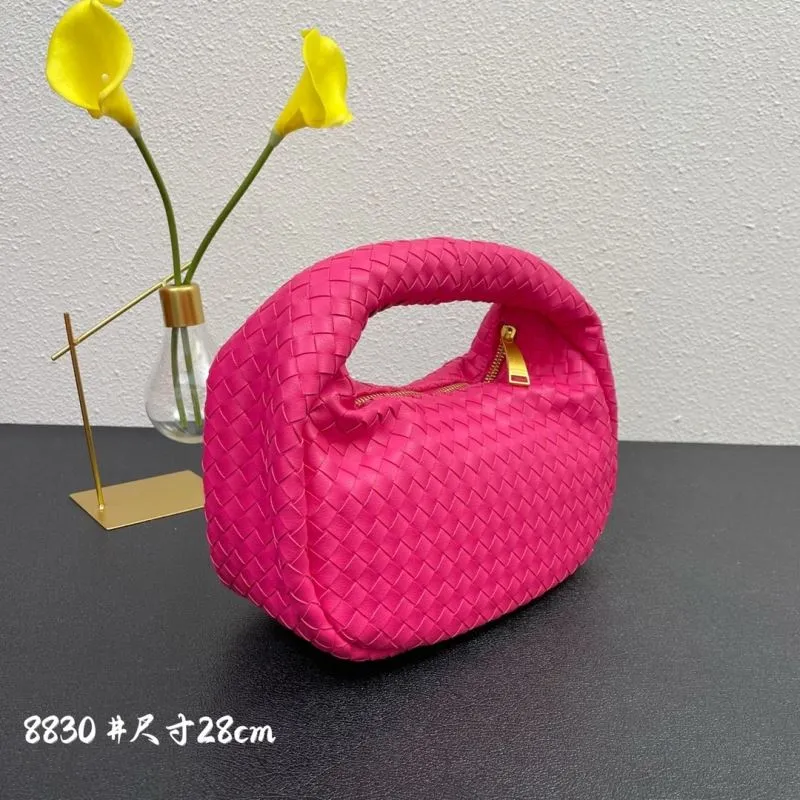 BV Woven Top Handle Bag 8830 Pink 28cm - Image 3
