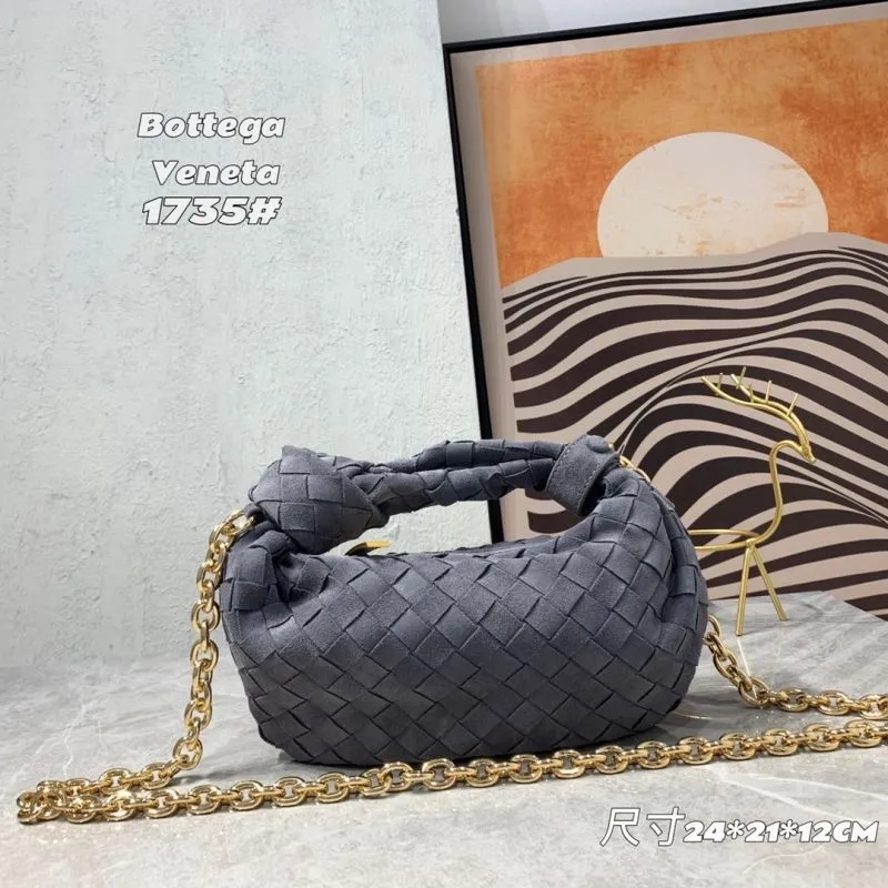 Bottega Veneta 1735 Gray Woven Chain Handbag