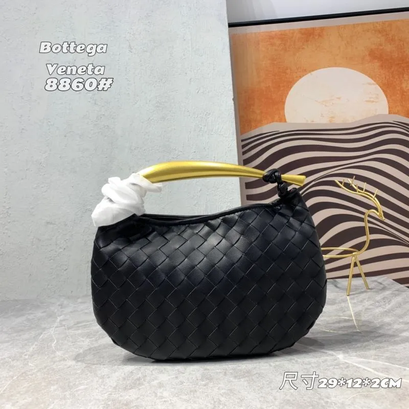 Bottega Veneta 8860 Black Woven Leather Handbag