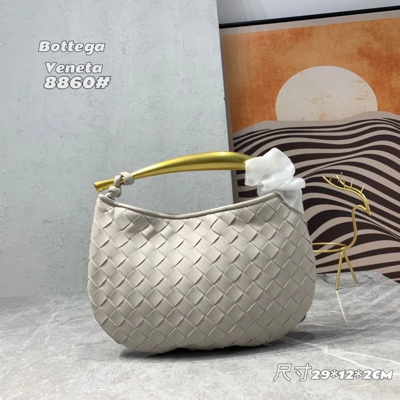 Bottega Veneta 8860 Light Gray Woven Leather Hobo Bag - Image 3