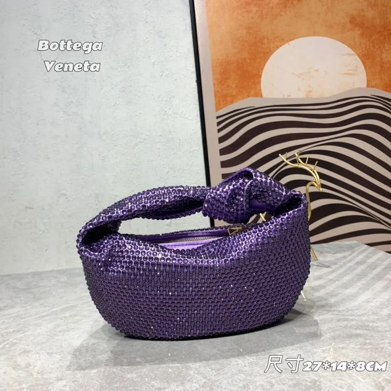 Bottega Veneta Purple Crystal Handbag Size 27x14x8CM - Image 3