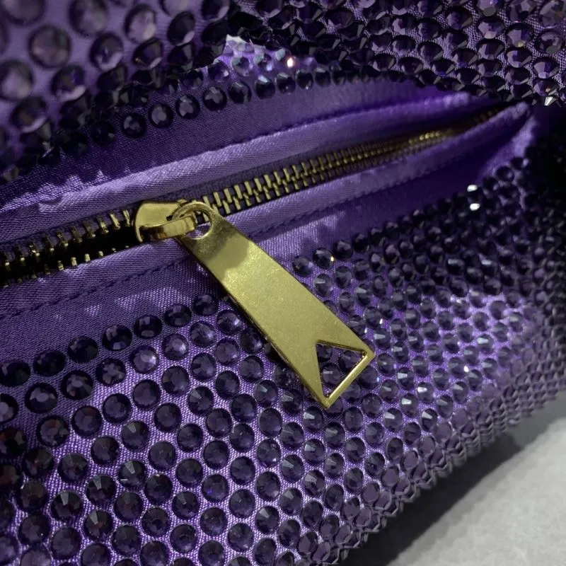 Bottega Veneta Purple Crystal Handbag Size 27x14x8CM - Image 5