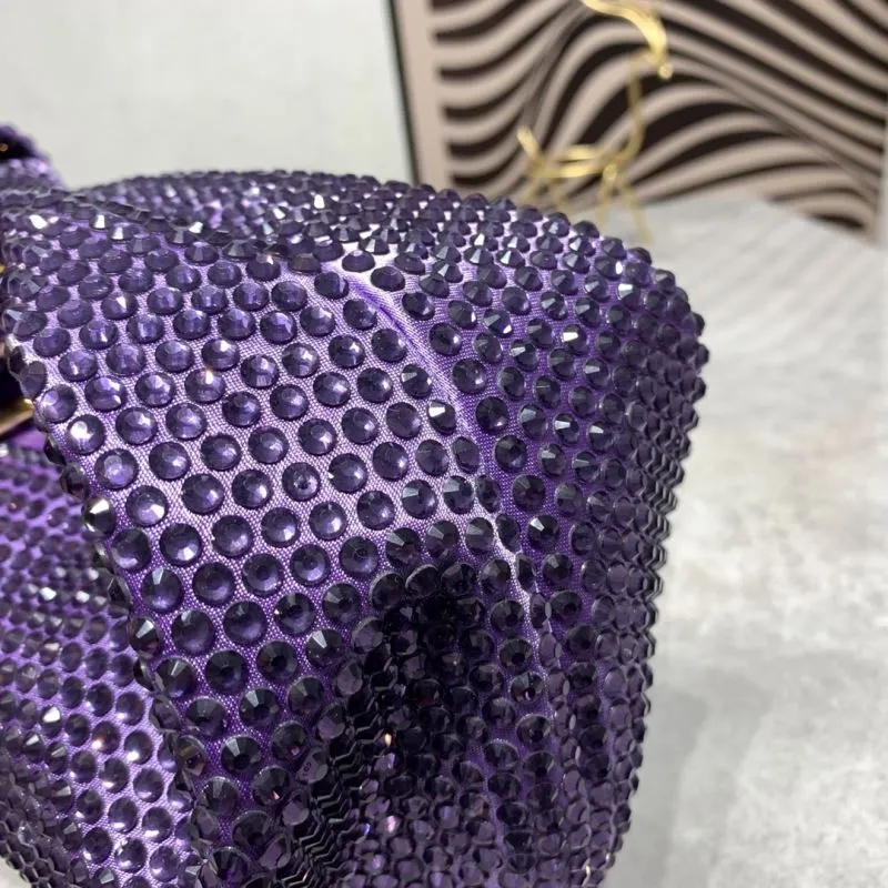 Bottega Veneta Purple Crystal Handbag Size 27x14x8CM - Image 6