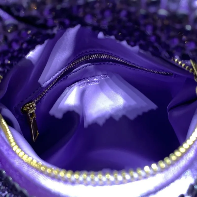 Bottega Veneta Purple Crystal Handbag Size 27x14x8CM - Image 8