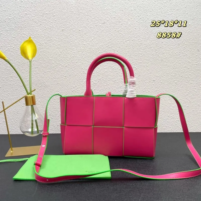 BV Pink Green Trim Tote Bag 8858