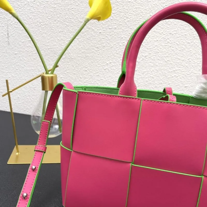 BV Pink Green Trim Tote Bag 8858 - Image 5