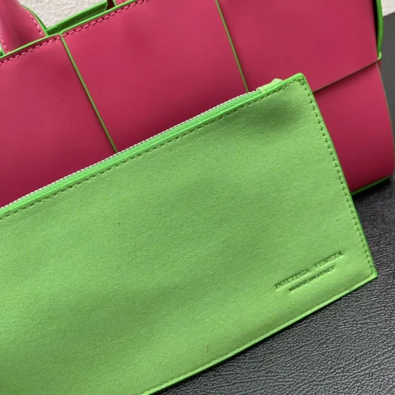 BV Pink Green Trim Tote Bag 8858 - Image 7