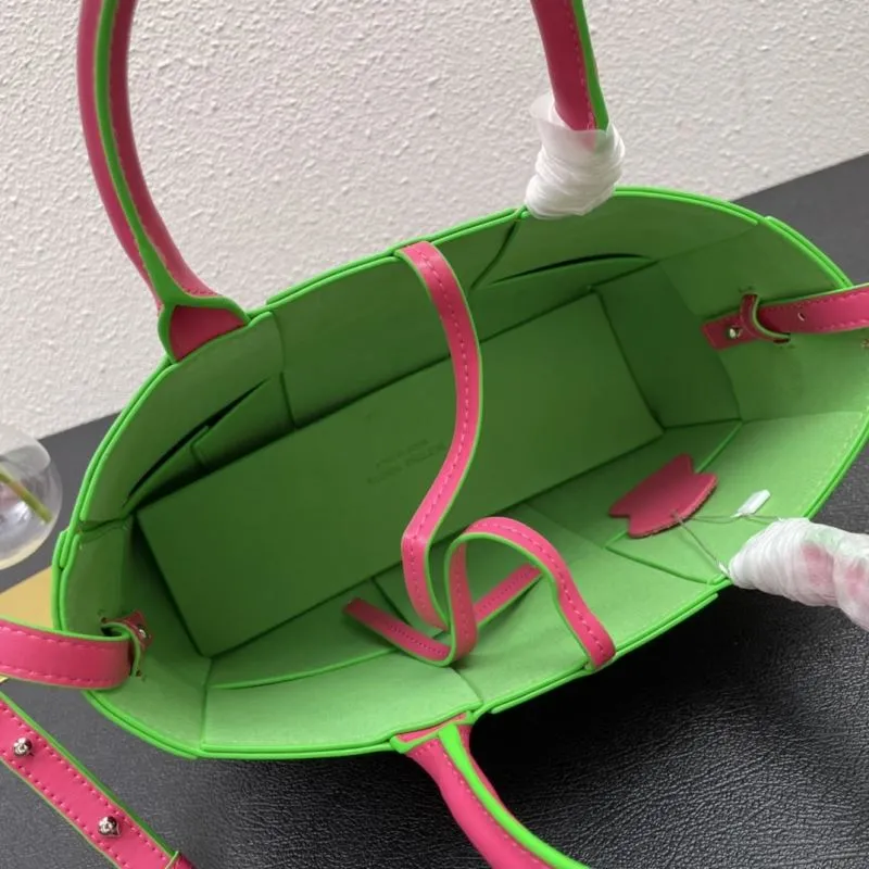 BV Pink Green Trim Tote Bag 8858 - Image 8