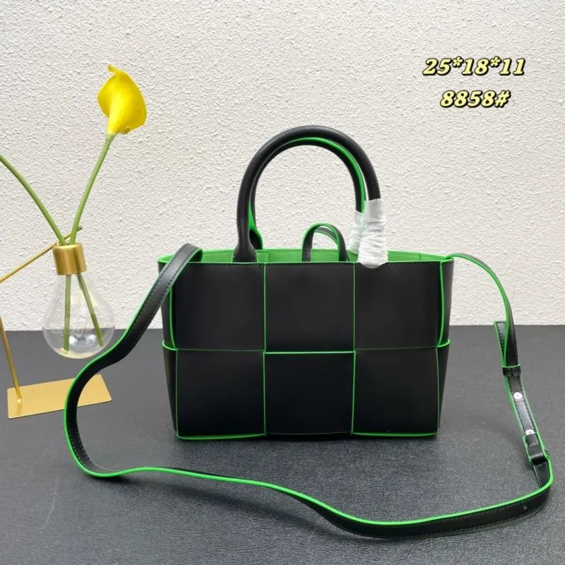 BV Black Green Trim Tote Bag 8858 - Image 3