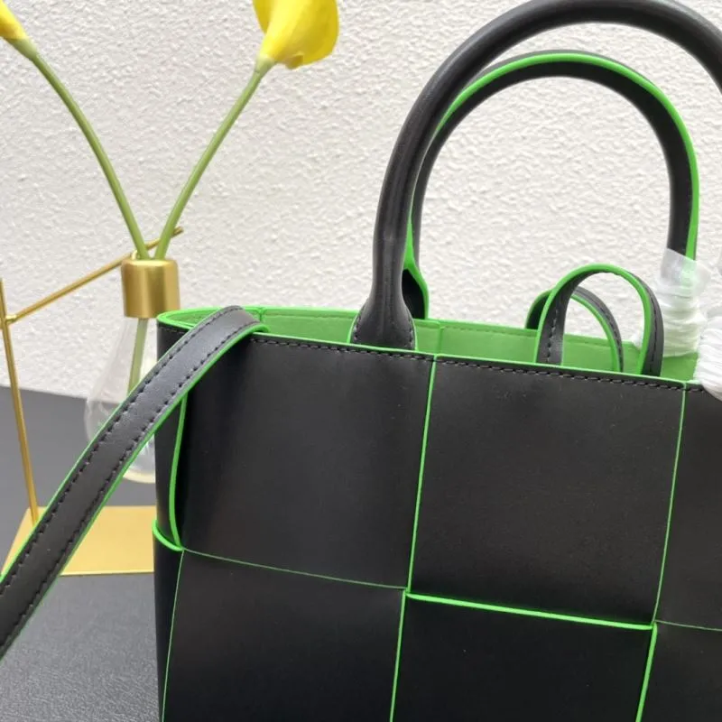 BV Black Green Trim Tote Bag 8858 - Image 5