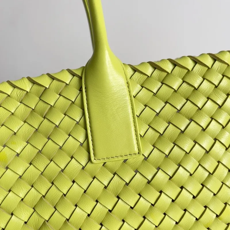 Bottega Veneta Lime Green Woven Leather Tote Bag - Image 3