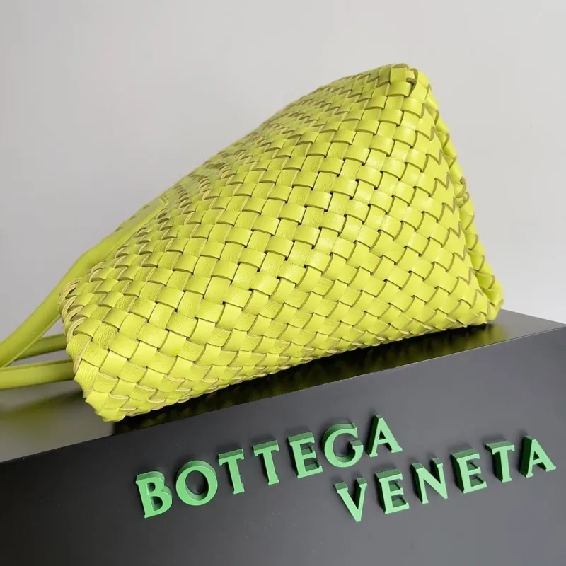 Bottega Veneta Lime Green Woven Leather Tote Bag - Image 4