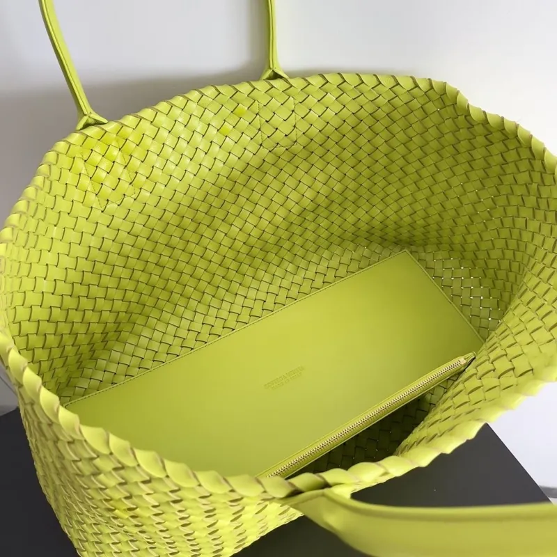 Bottega Veneta Lime Green Woven Leather Tote Bag - Image 9
