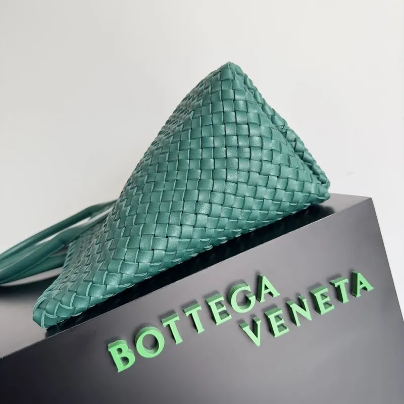 Bottega Veneta Teal Woven Tote Bag with Pouch - Image 3