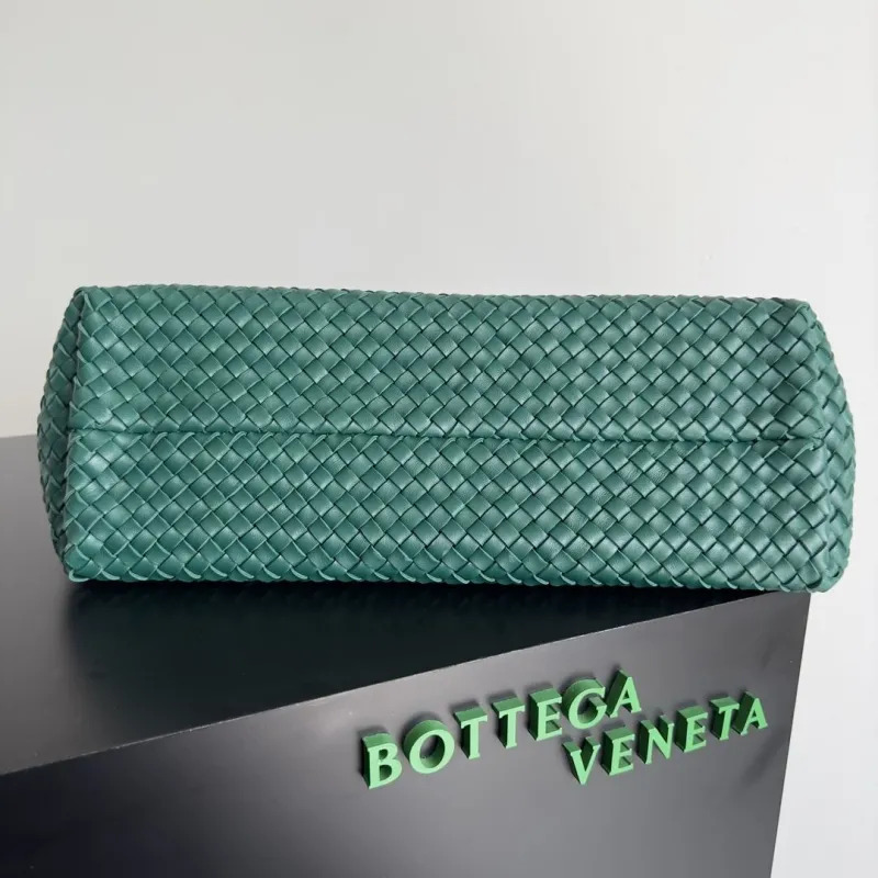 Bottega Veneta Teal Woven Tote Bag with Pouch - Image 5