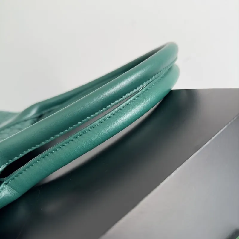 Bottega Veneta Teal Woven Tote Bag with Pouch - Image 6