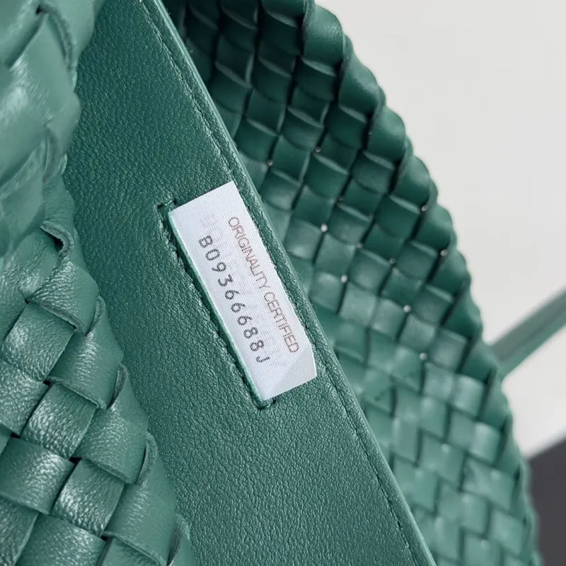 Bottega Veneta Teal Woven Tote Bag with Pouch - Image 7
