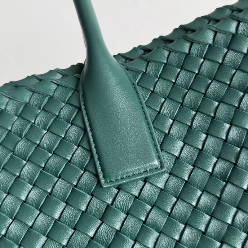 Bottega Veneta Teal Woven Tote Bag with Pouch - Image 9