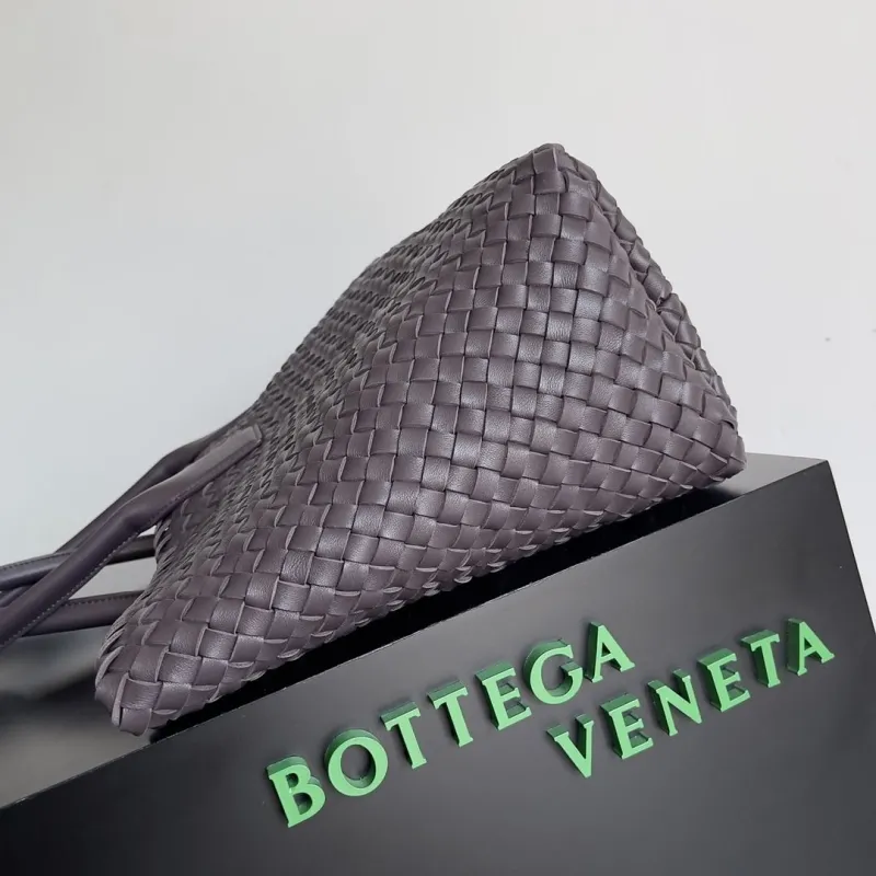 Bottega Veneta Dark Gray Woven Leather Tote Bag - Image 3