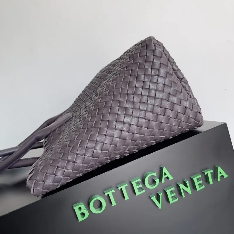 Bottega Veneta Dark Gray Woven Leather Tote Bag - Image 4
