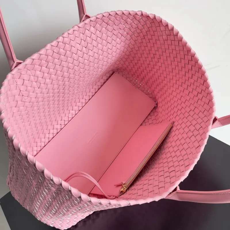 Bottega Veneta Pink Woven Leather Tote Bag - Image 9