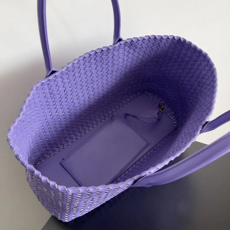 Bottega Veneta Purple Woven Leather Tote Bag with Pouch - Image 9