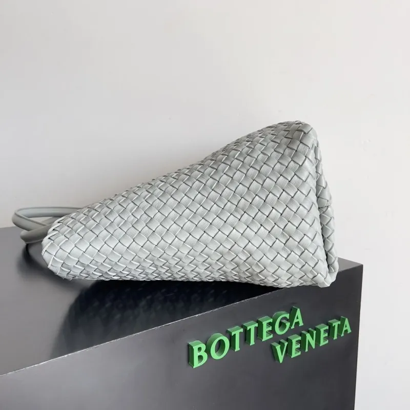 Bottega Veneta Light Gray Woven Leather Tote Bag - Image 3