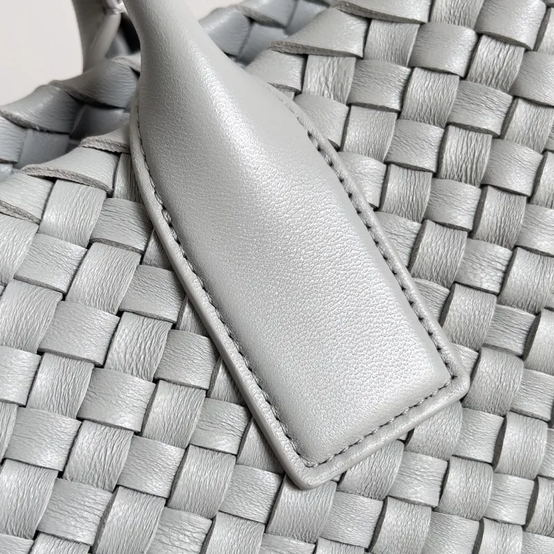 Bottega Veneta Light Gray Woven Leather Tote Bag - Image 5