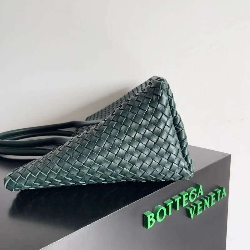 Bottega Veneta Dark Green Woven Leather Tote Bag - Image 3