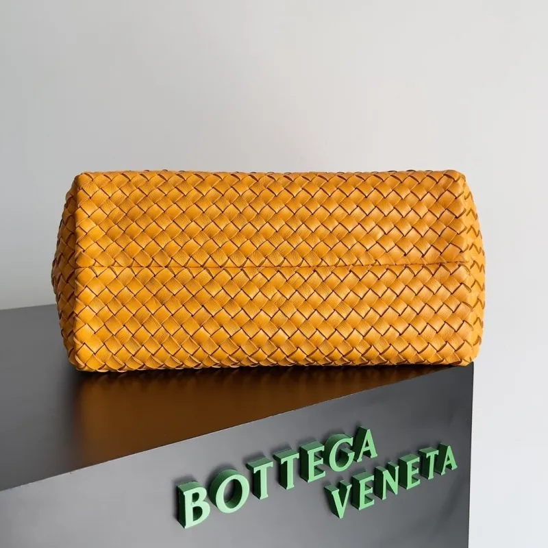 Bottega Veneta Yellow Woven Tote Bag with Pouch - Image 4