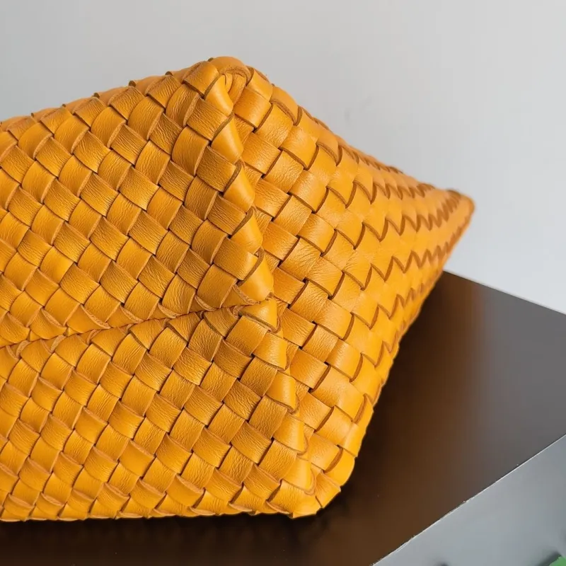 Bottega Veneta Yellow Woven Tote Bag with Pouch - Image 5