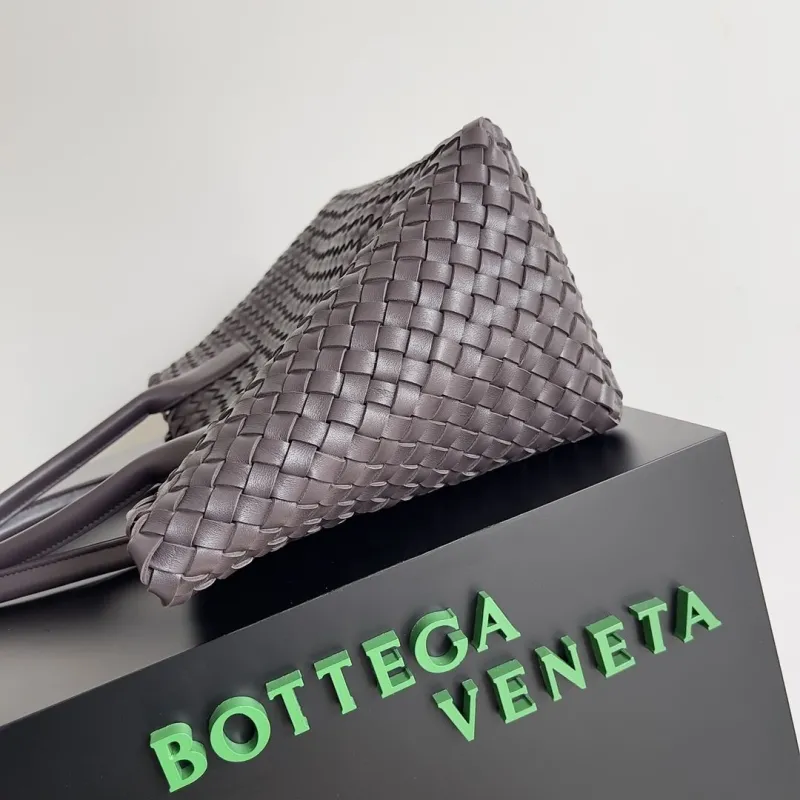 Bottega Veneta Dark Gray Woven Leather Tote Bag - Image 3