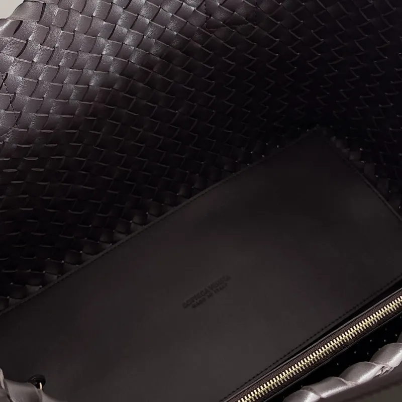 Bottega Veneta Dark Gray Woven Leather Tote Bag - Image 8