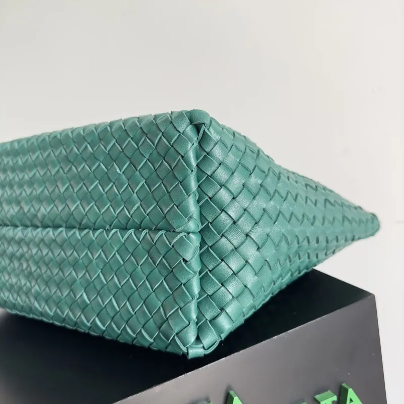 Bottega Veneta Woven Leather Tote Bag Teal - Image 3