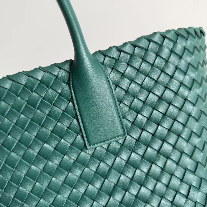 Bottega Veneta Woven Leather Tote Bag Teal - Image 6