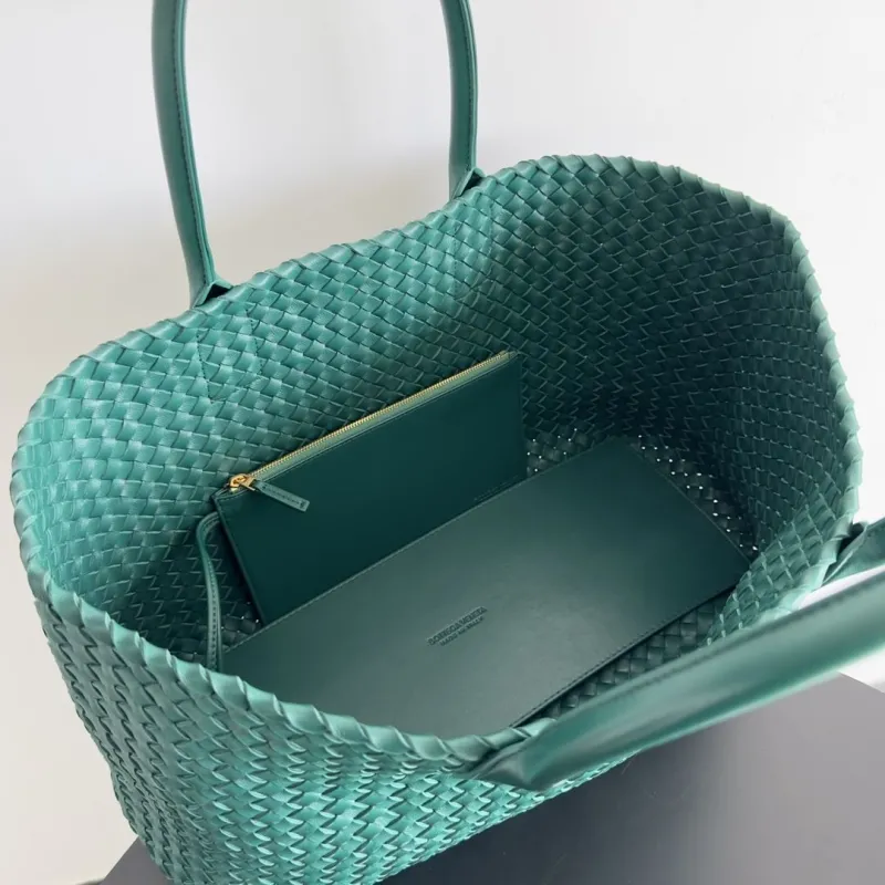 Bottega Veneta Woven Leather Tote Bag Teal - Image 8